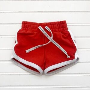MINIMALIST FOLK CO EUC Red Orange Thick Elastic Waist Track Shorts